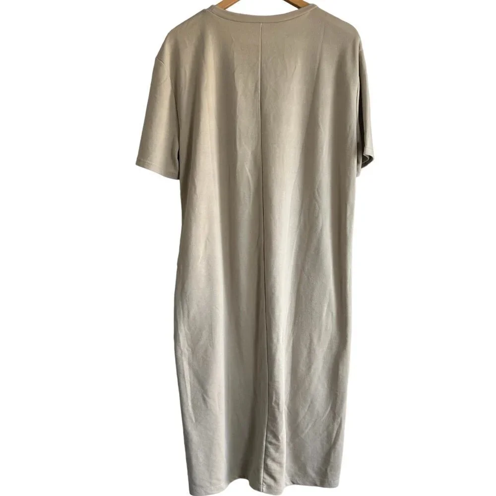 ZARA Oversized Taupe Short Sleeve Casual Midi Tunic Dress US L - Picture 4 of 8
